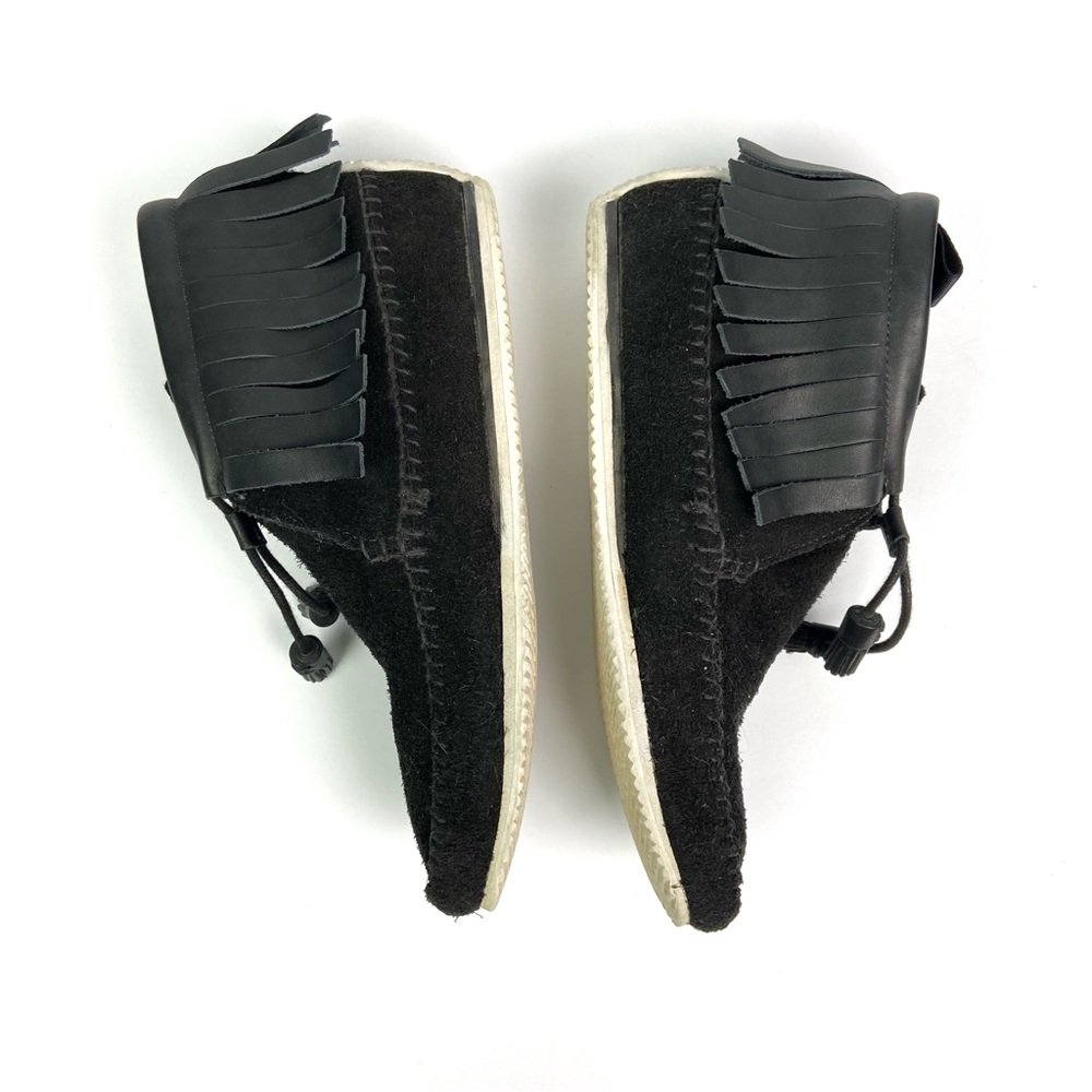 RAG AND BONE Black Suede Fringe Tassel Ghita Moccasin Bootie Boot 11 Bohemian - Picture 5 of 7